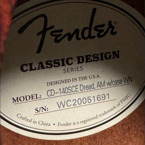 FENDER CD-140SCE DREADNOUGHT, WALNUT FINGERBOARD GUITAR (NATURAL) W/CASE