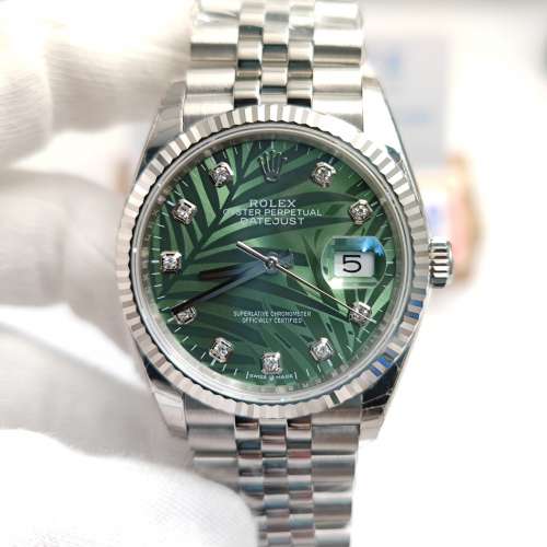 DateJust 36 SS 126234 Green Leaf Diamonds Dial watch