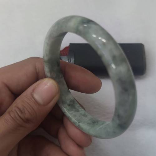 天然翡翠 飄花綠手鐲