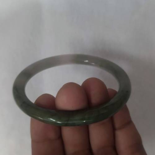 天然翡翠 細圓條飄花手鐲