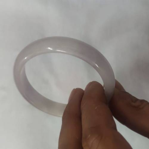 天然翡翠 飄花淡紫手鐲