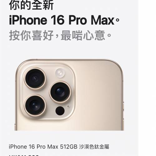 全新16 Pro Max 256GB 沙漠金色 港行 雙卡 有單