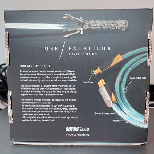 瑞典 Supra Cables USB 2.0 Excalibur 鍍銀版音源線