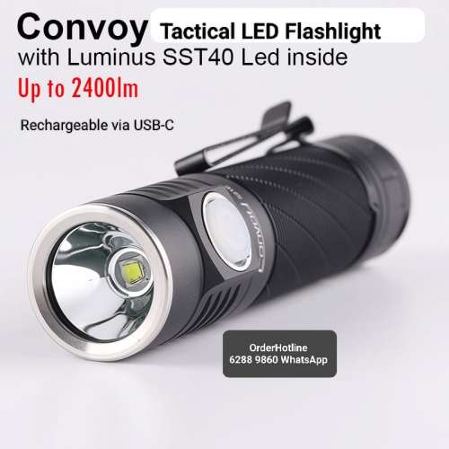 Mini Tactical LED Flashlight 2400 lumens. 極強光戰術電筒. USB-C直接充電