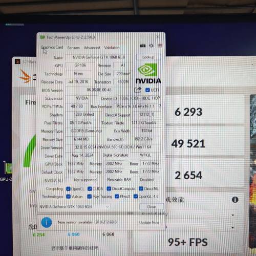 GTX1060 6G 白正常使用，已清理乾淨，更換導熱硅脂