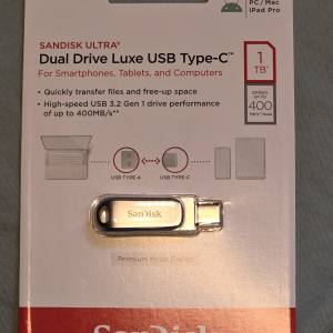 SanDisk Ultra® Luxe USB Type-C™ 雙用隨身碟 - 1TB (銀白色)