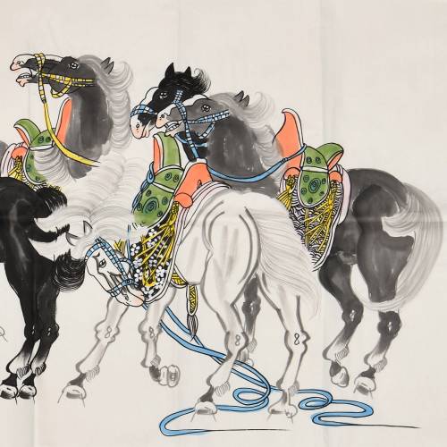 中美协会员李青利八骏图骏马图马到成功