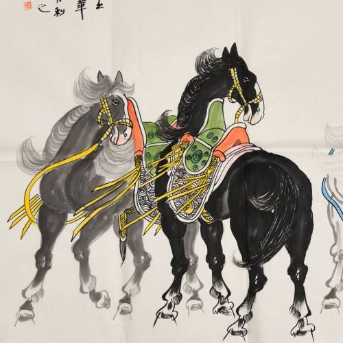 中美协会员李青利八骏图骏马图马到成功