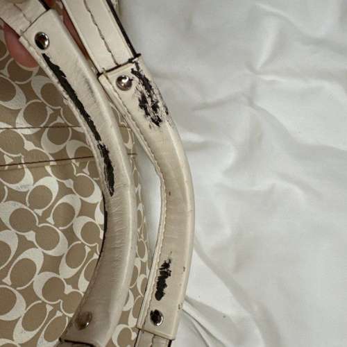 正版真貨 Original Authentic Coach handbag 大托特包 粉紅色 金色 白色 有配斜揹...