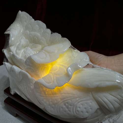 全新硨磲大白菜擺件連底座