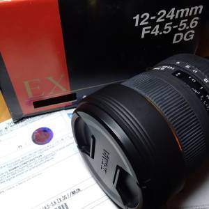 放逾90%新SIGMA12-24mm 4.5-5.6EX HSM鏡連盒全套齊(NIKON用)=$1400