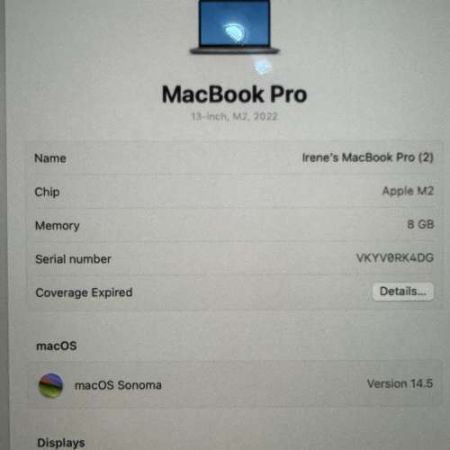 MacBook Pro 2022, 13.3 inches, M2, 512GB SSD