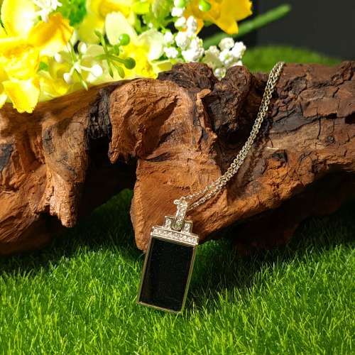 S925銀鑲墨翠無事牌