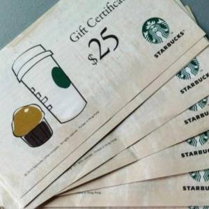 Starbucks vouchers $25 x 14