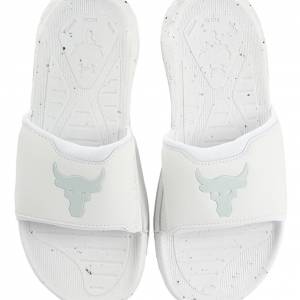 UNDER ARMOUR PROJECT ROCK SUMMER SLIDES WHITE SANDALS