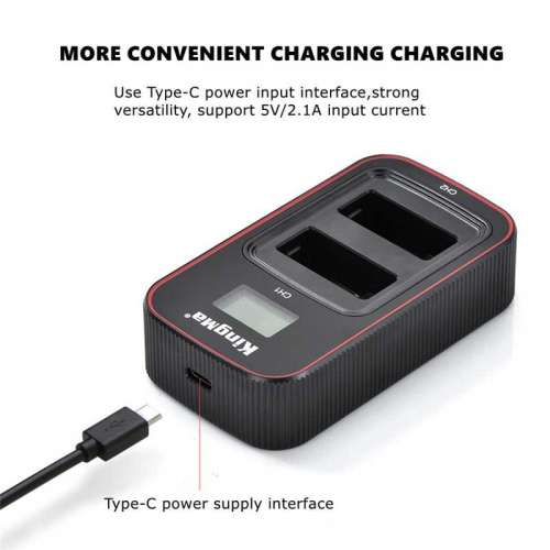 KINGMA Type-C Port Dual Battery Charger For GoPro Hero12(可顯示電量雙充充電機)