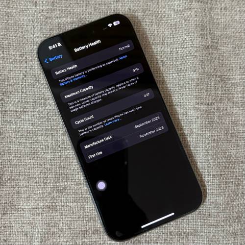 iPhone 15 Pro 128G 原色 電池91