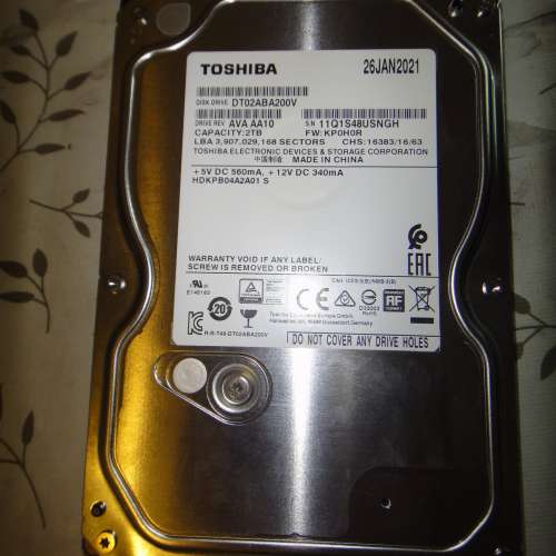 TOSHIBA 2TB  3.5吋硬碟