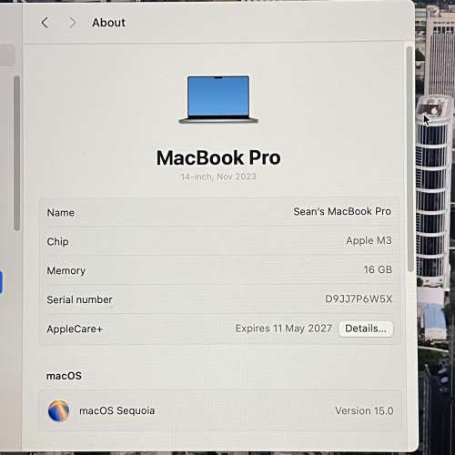 Apple 2023年M3 Macbook Pro 512GB 16GB Apple care至2027年
