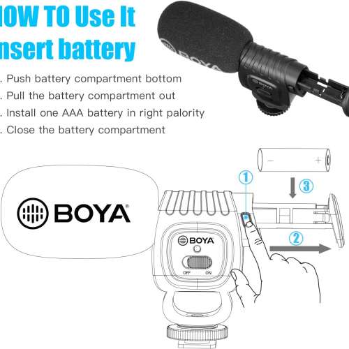 Professional BOYA Camera Shotgun Microphone with Shock Mount Foam