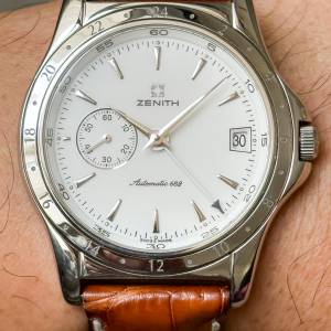 近全新 剛全面保養 (24年7月) ZENITH 自家 ULTRA THIN 682 自動機芯 GMT 小三針 瓷...