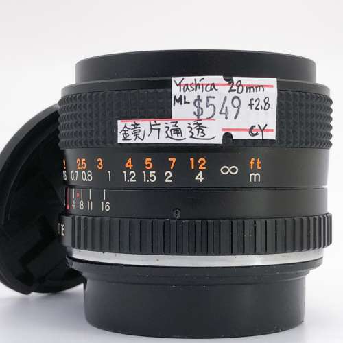 98% New Yashica ML 28mm F2.8 手動鏡頭, 深水埗門市可購買