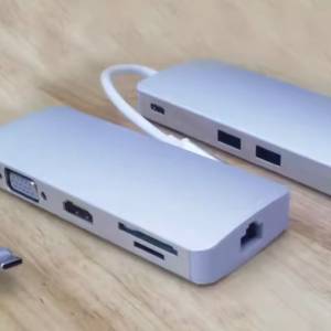 USB Type-C USB-C Portable Hub - HDMI, VGA, SD, microSD, LAN/RJ45 PD Macbook iPad