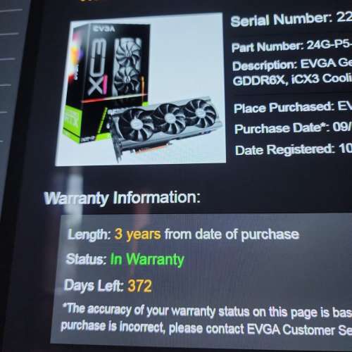 EVGA 3090 xc3 ultra gaming 顯卡 DISPLAY 一年保