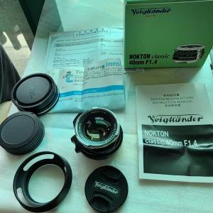 95% new Voigtlander (福仔） Nokton Classic 40mm 1.4 vm mount