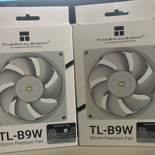 全新 Thermalright 9cm 白色機箱風扇兩把