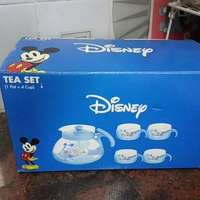 DISNEY Tea Set NEW 全新 玻璃 杯4個+茶壺1個