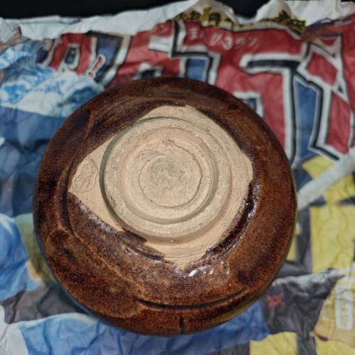 日本大正時期大通燒布引款抹茶碗