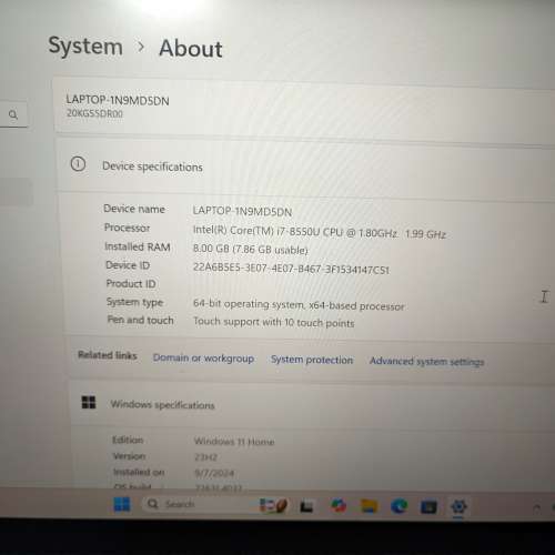 Lenovo X1 carbon - 8th i7-8550U，8GB RAM