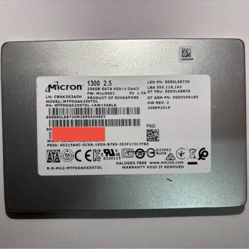 Micron 1300 256GB 2.5” SATA SSD