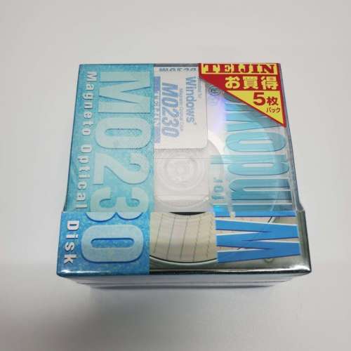全新 TEIJIN TMO-230WP5 MO disk 230MB 5-disc set Windows&MS-DOS formatted 100%...