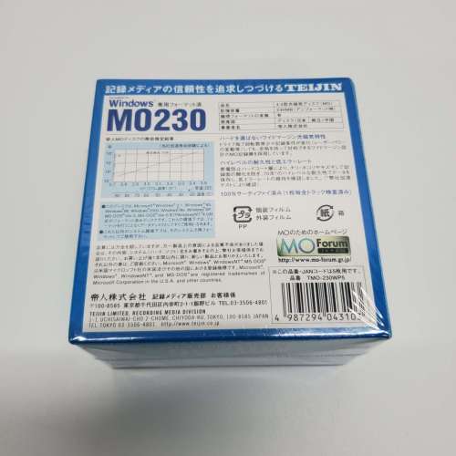 全新 TEIJIN TMO-230WP5 MO disk 230MB 5-disc set Windows&MS-DOS formatted 100%...