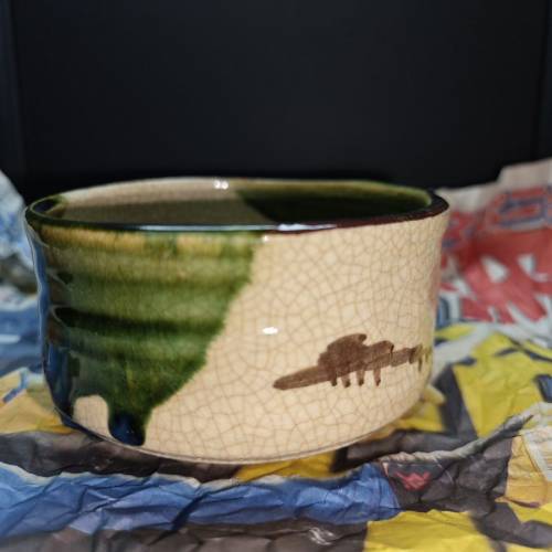 日本昭和中期織部燒茶碗(新年大特價)