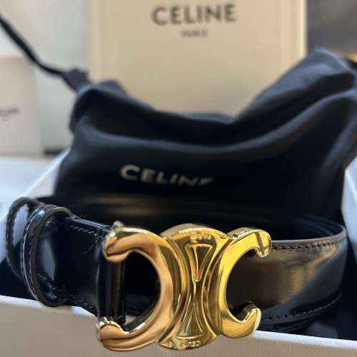 全新CELINE 70cm 平滑小牛皮TRIOMPHE皮帶 70cm MEDIUM TRIOMPHE BELT IN TAURILLON...