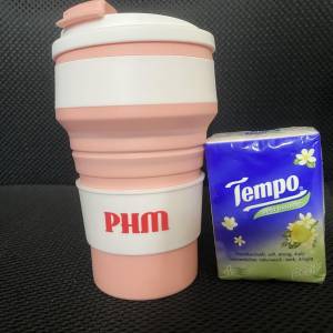 折疊杯 350ml（全新有盒, 粉紅色）travel silicone folding cup