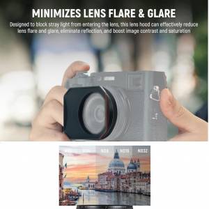 NEEWER CA086 SQUARE Lens Hood With 49mm MRC ND2-ND32 Variable ND Filter For X100