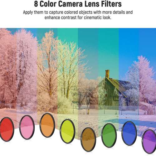 NEEWER CA086 SQUARE Lens Hood With 9-Pack Full Color Lens Filter Kit For X100V