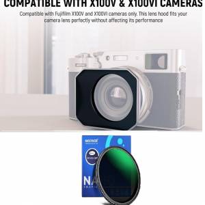 NEEWER Lens Hood With MRC ND3-ND1000 Variable ND Filter For Fujifilm X100V