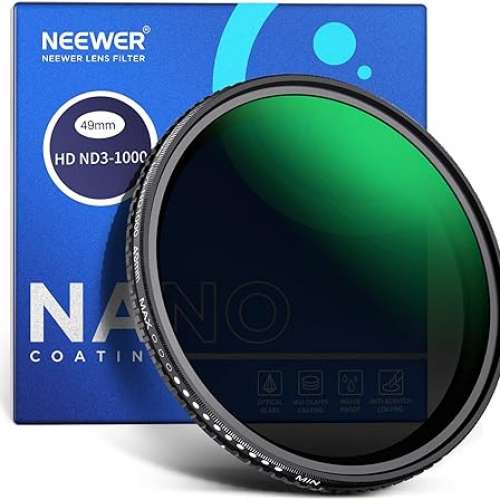 NEEWER CA085 Round Lens Hood With MRC ND3-ND1000 Variable ND Filter