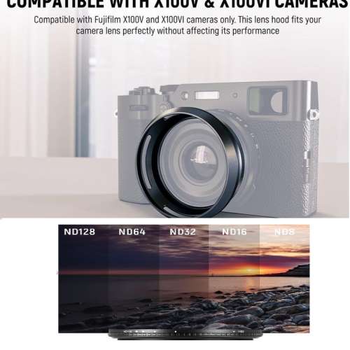 NEEWER Lens Hood With 9ND8-ND128 Variable ND Filter For Fujifilm X100V & X100VI