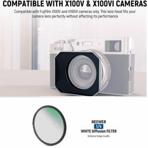 NEEWER CA087 SQUARE Lens Hood With Soft White Diffusion 1/4 Filter For Fujifilm