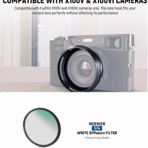 NEEWER CA086 Round Lens Hood With Soft White Diffusion 1/4 Filter For Fujifilm X
