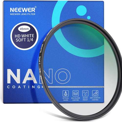 NEEWER CA086 Round Lens Hood With Soft White Diffusion 1/4 Filter For Fujifilm X