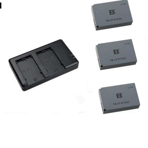 FB灃標 LP-E12 Lithium-Ion Battery Pack With Charger 代用鋰電池連充電機 (750mAh)