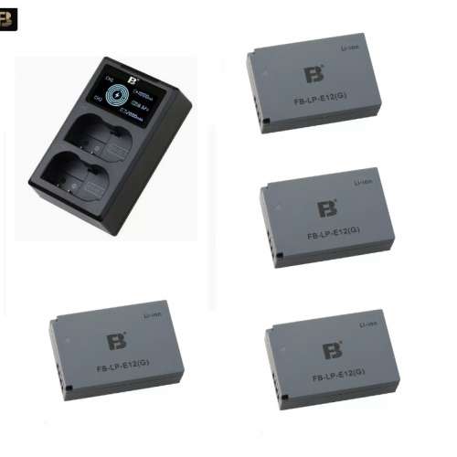 FB灃標 LP-E12 Lithium-Ion Battery Pack With Charger 代用鋰電池連充電機 (750mAh)