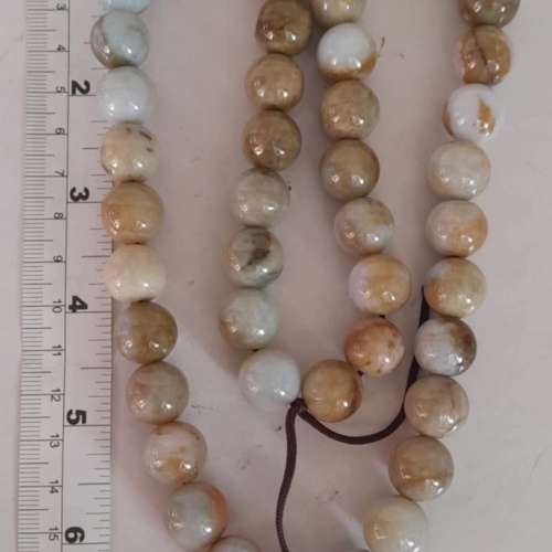 翡翠A玉14mm24寸珠串，福祿壽多色 ，圓滑好水頭。no.D17.1.25。